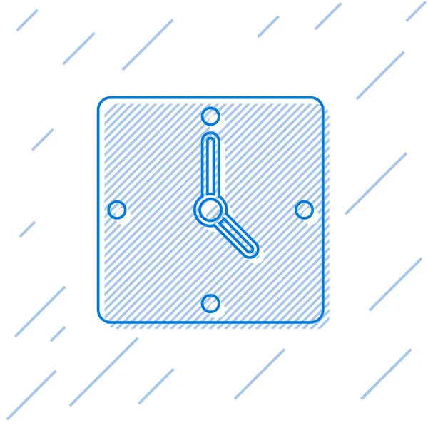 Blauwe Lijn Klok Pictogram Geïsoleerd Witte Achtergrond Tijdsymbool Vector — Stockvector