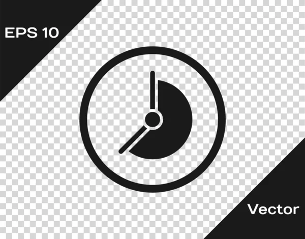 Icône Horloge Noire Isolée Sur Fond Transparent Symbole Temporel Vecteur — Image vectorielle
