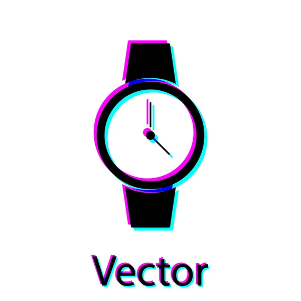 Reloj Muñeca Negro Icono Aislado Sobre Fondo Blanco Icono Del — Vector de stock