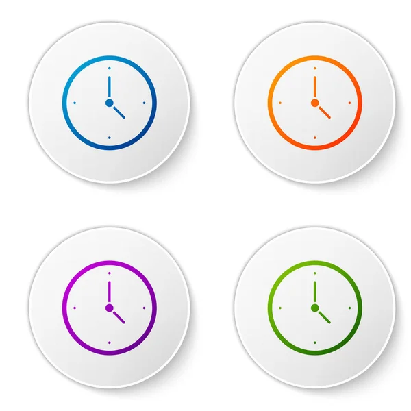 彩色时钟图标隔离在白色背景上 时间的象征 在圆形按钮中设置图标 — 图库矢量图片