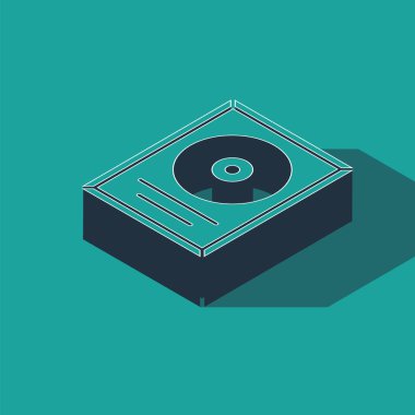 Yeşil arkaplanda izole edilmiş çerçeve simgesinde Isometric CD disk ödülü. Modern tören. En çok satan. Müzik kupası. Vektör.