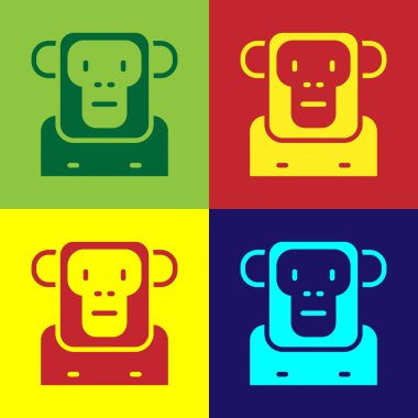 Pop Art Monkey simgesi renk arkaplanında izole edildi. Vektör.