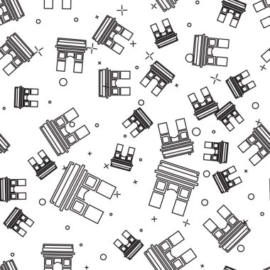 Siyah çizgi Zafer Kemeri simgesi beyaz arkaplanda kusursuz desen izole etti. Fransa, Paris 'in simgesi. Vektör.