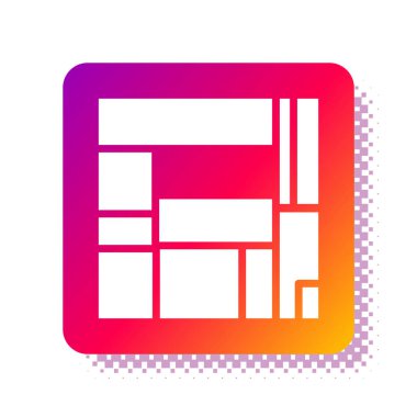 Beyaz Saray Edificio Mirador simgesi beyaz arkaplanda izole edildi. Madrid, İspanya 'da MVRDV mimarlarının Mirador sosyal konutları. Kare renk düğmesi. Vektör.