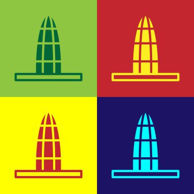 Pop Art Agbar kule simgesi renk arkaplanında izole edildi. Barselona, İspanya. Vektör.