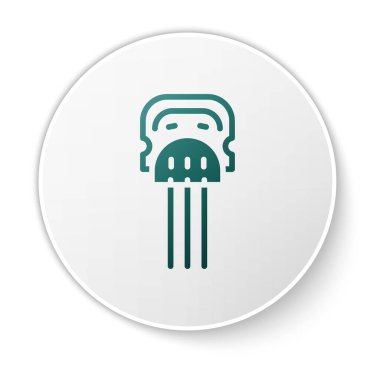 Yeşil Flamenko kadın aksesuar ikonu beyaz arka planda izole edildi. Peineta. İspanyol tarağı. Beyaz daire düğmesi. Vektör.