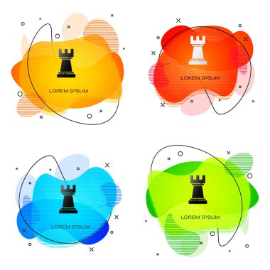 Black Chess icon isolated on white background. Business strategy. Game, management, finance. Abstract banner with liquid shapes. Vector. clipart