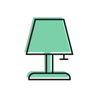 Parlayan neon masa lambası ikonu tuğla duvar arkasında izole edildi. Vektör.