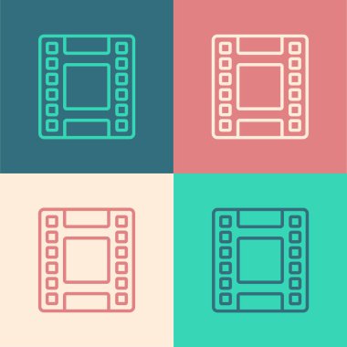 Pop Art Line Video simgesi renk arkaplanında izole edildi. Film şeridi tabelası. Vektör.