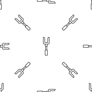 Gri çizgi barbekü çatalı simgesi beyaz arka planda izole edilmiş. Mangal çatalı tabelası. Barbekü ve ızgara aleti. Vektör.