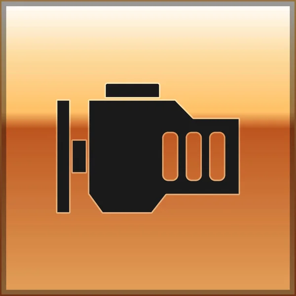 Black Check Engine Icon Isolated Gold Background Vector — Stock Vector