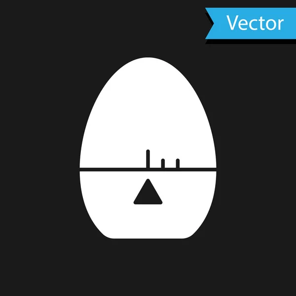 White Kitchen Timer Pictogram Geïsoleerd Zwarte Achtergrond Eierwekker Kookgerei Vector — Stockvector