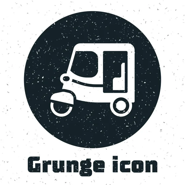 Grunge Taxi Tuk Tuk Icon Isolated White Background Indian Auto — Stock Vector
