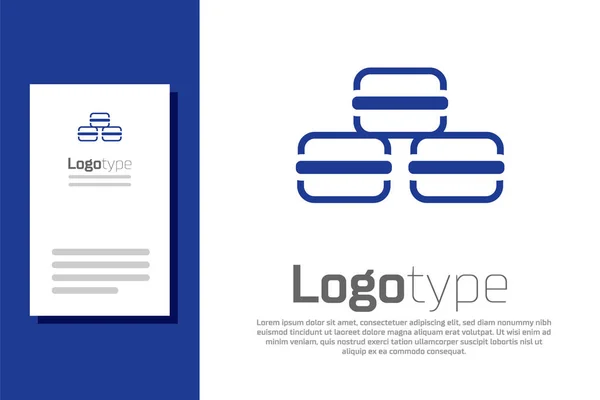 Niebieski Macaron Cookie Ikona Izolowane Białym Tle Słodka Piekarnia Makaronowa — Wektor stockowy