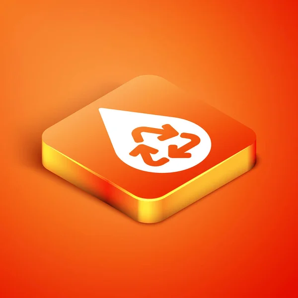 Isometric Recycle Clean Aqua Icon Isoliert Auf Orangefarbenem Hintergrund Wassertropfen — Stockvektor