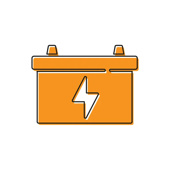 Orange Car Battery Icon Isolated White Background Accumulator Battery Energy — Stock Vector