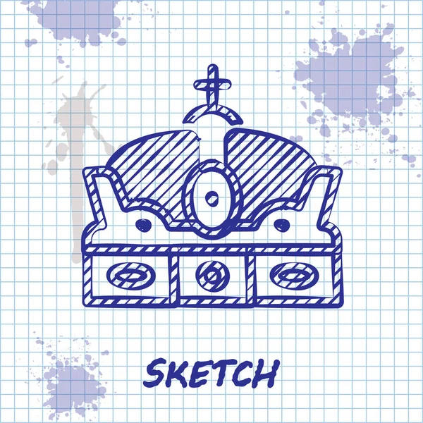 Sketch Line Coroa Ícone Espanha Isolado Fundo Branco Vetor — Vetor de Stock