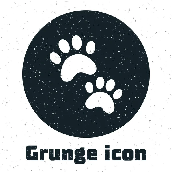 Ícone Impressão Grunge Paw Isolado Fundo Branco Impressão Pata Cão — Vetor de Stock