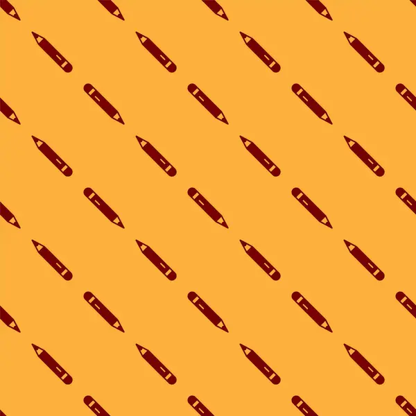 Красный Карандаш Иконкой Ластика Изолированный Бесшовный Узор Коричневом Фоне Рисунок — стоковый вектор