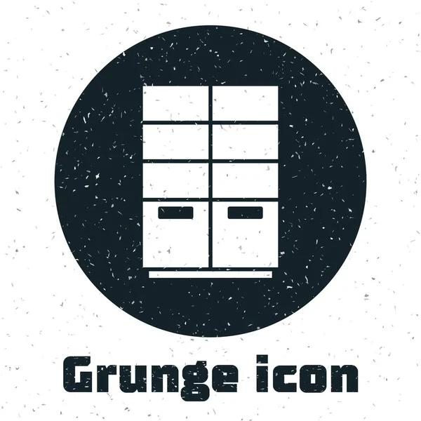 Icône Grunge Wardrobe Isolée Sur Fond Blanc Dessin Vintage Monochrome — Image vectorielle