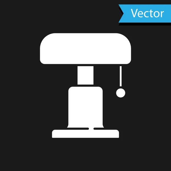 Icône Lampe Table Blanche Isolée Sur Fond Noir Vecteur — Image vectorielle