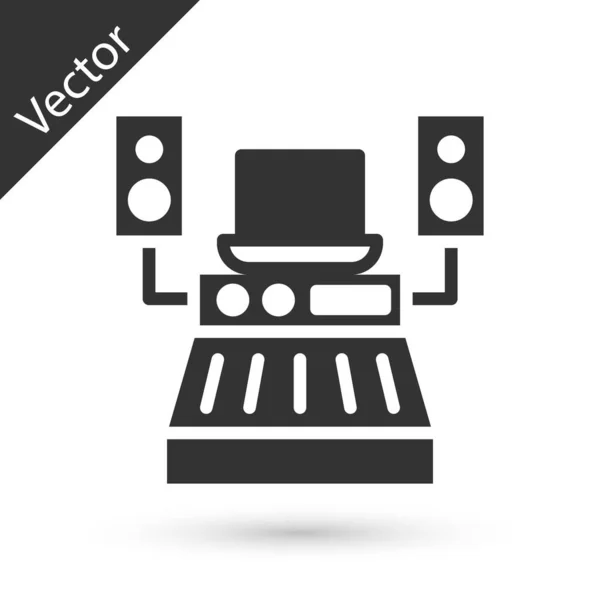 Sala Control Estudio Grabación Sonido Grey Music Con Icono Equipo — Vector de stock