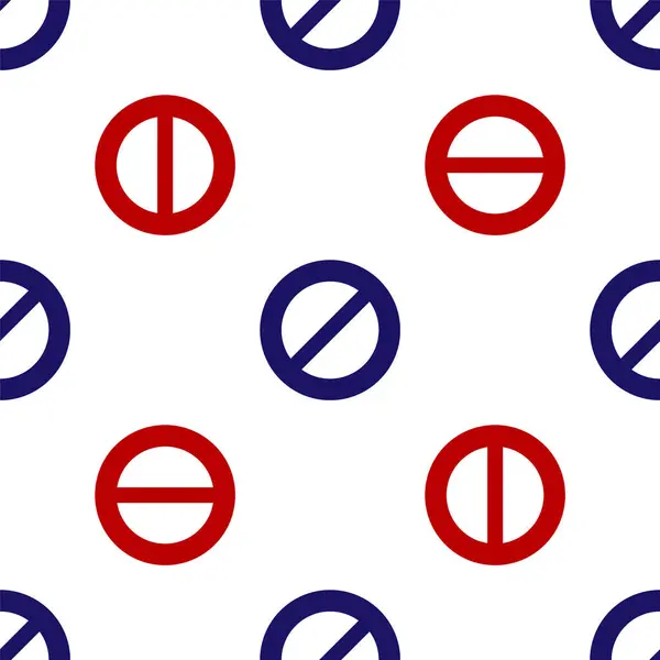 Icône Ban Bleu Rouge Isolé Motif Sans Couture Sur Fond — Image vectorielle