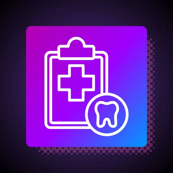 Linha Branca Clipboard Com Cartão Dental Paciente Ícone Registros Médicos —  Vetores de Stock