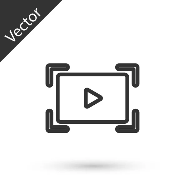 Ligne Grise Icône Vidéo Lecture Ligne Isolé Sur Fond Blanc — Image vectorielle