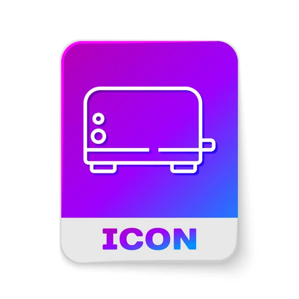 Línea Blanca Icono Tostadora Aislado Sobre Fondo Blanco Botón Color — Vector de stock