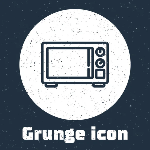 Grunge Line Mikrowellenherd Symbol Isoliert Auf Grauem Hintergrund Hausgeräte Symbol — Stockvektor