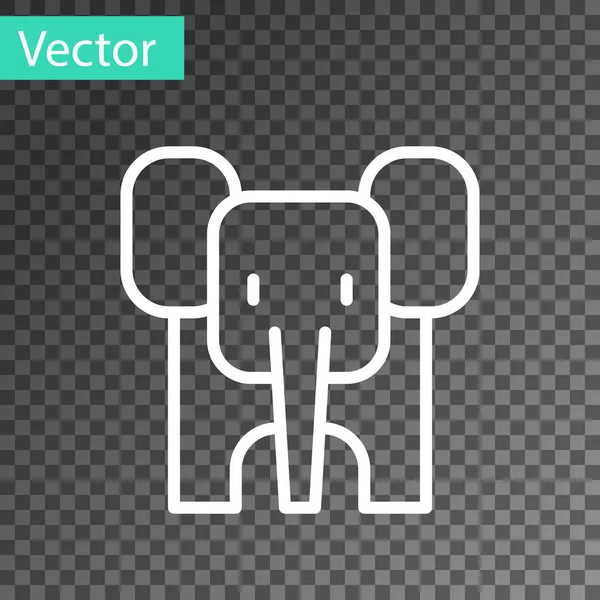 Línea Blanca Icono Elefante Aislado Sobre Fondo Transparente Vector — Archivo Imágenes Vectoriales