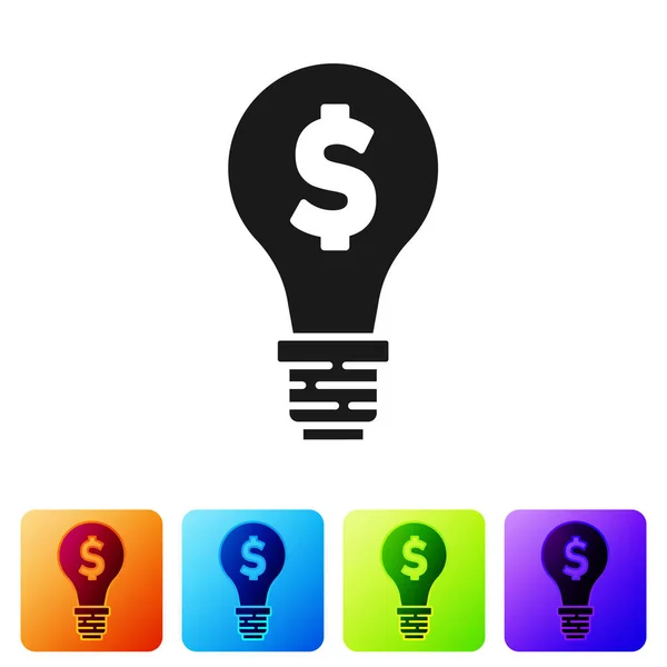 Black Light Bulb Dollar Symbol Icon Isolated White Background Money — Stock Vector