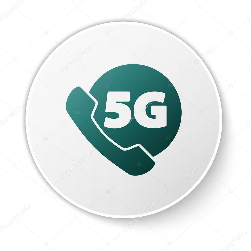 Green Phone With 5g New Wireless Internet Wifi Icon Isolated On White Background Global Network High Speed Connection Data Rate Technology White Circle Button Vector Premium Vector In Adobe Illustrator Ai