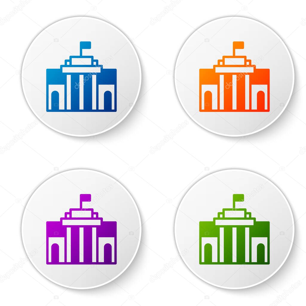 Color Prado museum icon isolated on white background. Madrid, Spain. Set icons in circle buttons. Vector.
