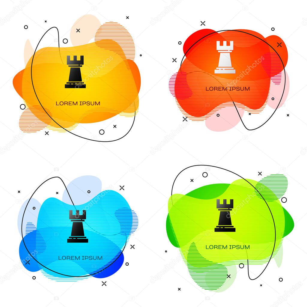 Black Chess icon isolated on white background. Business strategy. Game, management, finance. Abstract banner with liquid shapes. Vector.