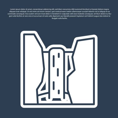 Mavi çizgi Algar şelalesi ikonu mavi arkaplanda izole edildi. Alicante Bölgesi. İspanya. Vektör.