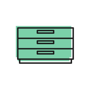 Siyah çizgili çekmece simgesi beyaz arkaplanda izole edildi. Vektör.