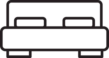 Siyah çizgi. Beyaz arka planda iki ya da bir kişi için büyük yatak. Vektör.