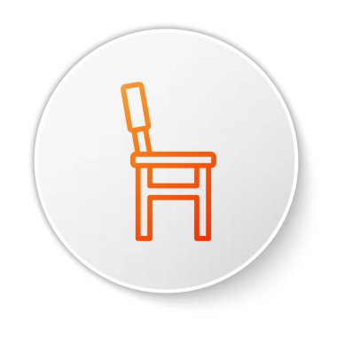 Turuncu Sandalye simgesi beyaz arkaplanda izole edildi. Beyaz daire düğmesi. Vektör.