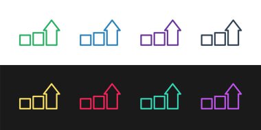 Mali büyüme simgesini siyah beyaz arkaplanda izole et. Gelirleri arttırıyorum. Vektör.