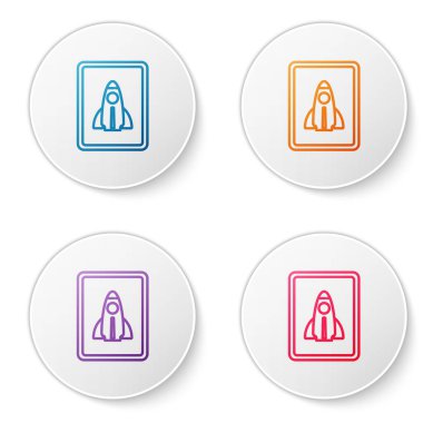 Renk çizgisi Business start proje konsepti simgesi beyaz arkaplanda izole edildi. Yeni iş, girişimcilik, yenilik ve teknolojinin sembolü. Simgeleri daire düğmelerine ayır. Vektör.