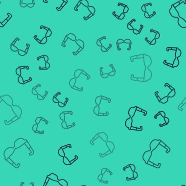 Siyah çizgi spor bisiklet süren güneş gözlüğü simgesi yeşil arka planda izole edilmiş pürüzsüz desen. Spor gözlüğü ikonu. Vektör.