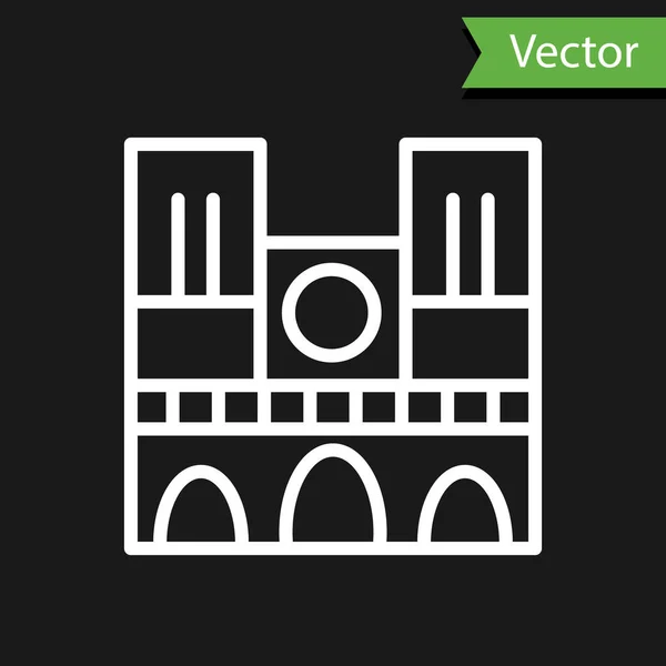 Ligne Blanche Repère France Icône Notre Dame Paris Isolée Sur — Image vectorielle