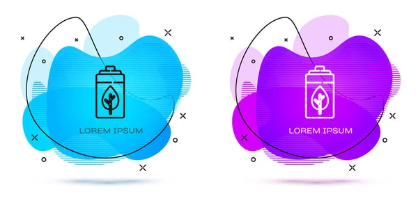 Lijn Eco Natuurblad Batterij Pictogram Geïsoleerd Witte Achtergrond Energie Basis — Stockvector