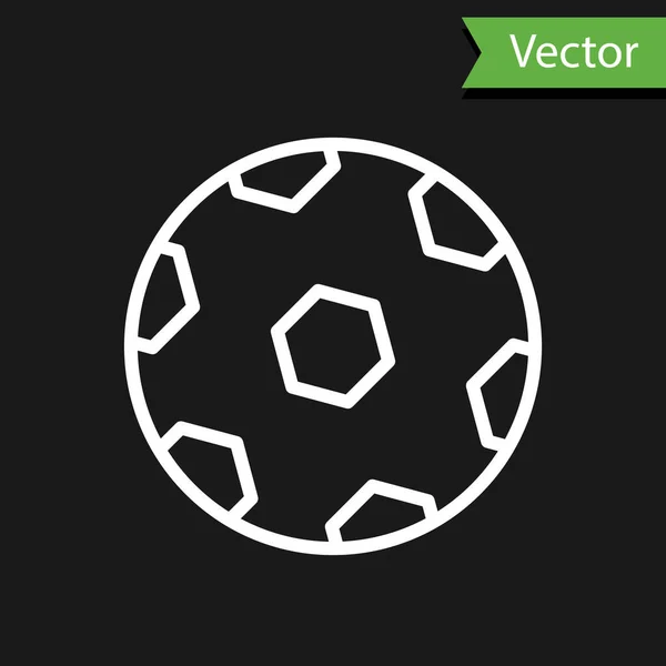 Linha Branca Ícone Bola Futebol Isolado Fundo Preto Bola Futebol — Vetor de Stock