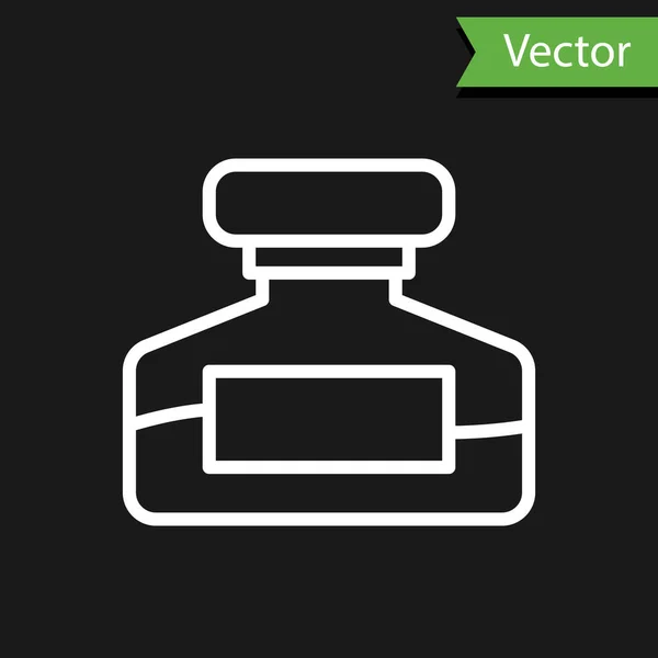 Weiße Linie Flaschensymbol Isoliert Auf Schwarzem Hintergrund Kalligrafie Zubehör Für — Stockvektor
