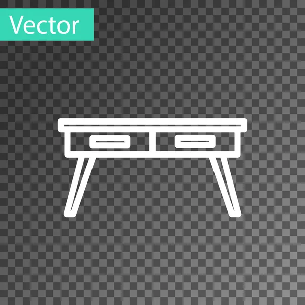 Weiße Linie Büro Schreibtisch Symbol Isoliert Auf Transparentem Hintergrund Vektor — Stockvektor