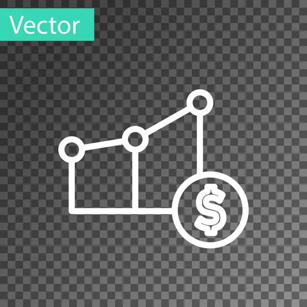 Weiße Linie Tortendiagramm Infografik Und Dollar Symbol Auf Transparentem Hintergrund — Stockvektor