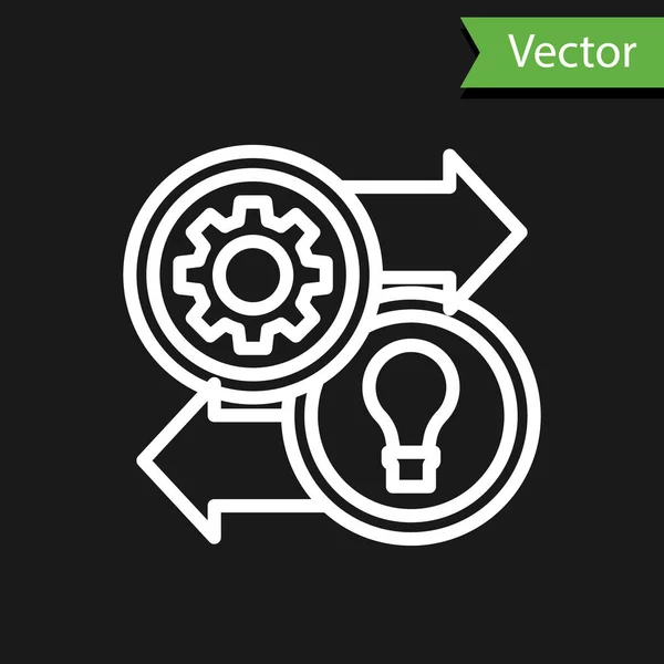 Línea Blanca Icono Recursos Humanos Aislado Sobre Fondo Negro Concepto — Vector de stock